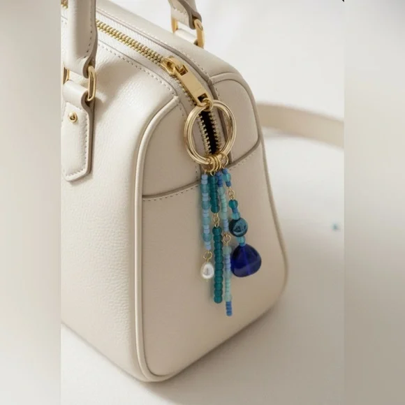 Blue Grotto Capri Blue Aquamarine Designer Inspired Beaded Bag Charm - Picture 2 of 4